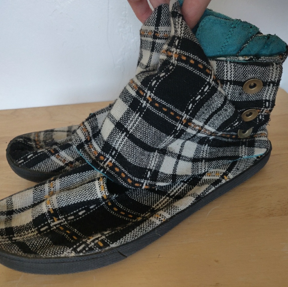 Black White and Tan Womens Booties